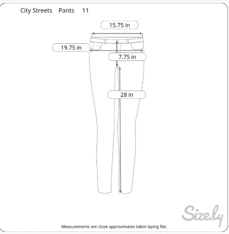 Pantalones de mezclilla ajustados City Streets para mujer talla 11 juniors negros tiro bajo elásticos Foto 2 de 4