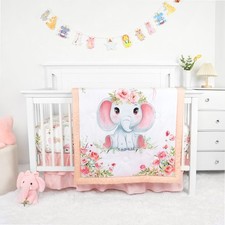 Baby Crib Bedding Set for Girls, Soft Bedding Set with Comfort, Crib Skrit, C...