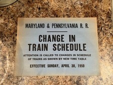 1950 Maryland & Pennsylvania Railroad Timetable Train Schedule Cardstock Blotter
