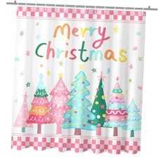 Merry Christmas Shower christmas trees shower curtain 72"W x 72"L Pack of 1 