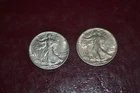 PAIR OF (2) 1941 PHILLY WALKING LIBERTY HALF DOLLAR COINS 90% SILVER AU