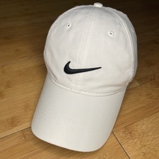Nike Golf White Hook  Loop Strapback Dad Cap Hat Swoosh Logo Adjustable CLEAN