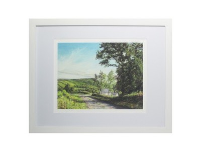 Welsh Countryside Art Print-Mother's Day Gift-Framed & Mounted 10x8, Wood Frame