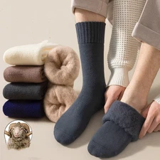5 Pairs Men Wool Crew Socks Heavy Thick Warm Thermal Boot Sport Work Duty Winter