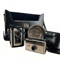 Vintage Kodak Camera Lot Duaflex II Instamatic 104 Flash  Cases Untested Decor