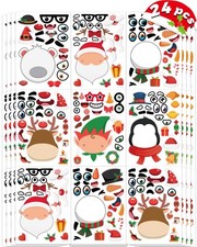 24 Pcs Christmas Stickers for Kids, Christmas Stocking Stuffers Face Stickers...