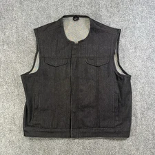 First Manufacturing Raw Denim Concealed Carry Vest 2X Mens Black Biker Zip Up 