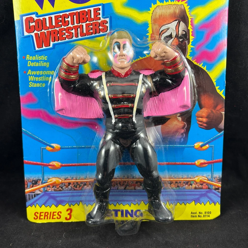 Figura de luchador coleccionable Sting WCW TOYMAKERS 1994 serie 3 nueva sellada sin usar, en caja, de colección Foto 3 de 4