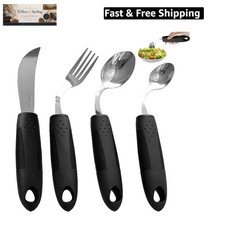 4Pcs Weighted Adaptive Utensils, 45 Angled Built up Utensils Set for Hand Tre...