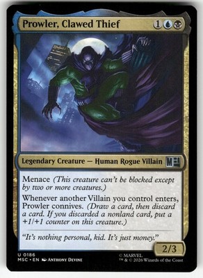 Prowler, Clawed Thief 186 Commander: Marvel Super Heroes Magic: The Gathering NM