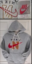 80s Nike Center Swoosh Massive Hoodie Made In USA BIG LOGOS Embroidered  Rare 