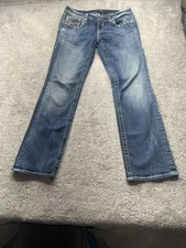 Vigoss Women's 32 Straight Stretch Classic Casual Modern Blue Denim Jeans