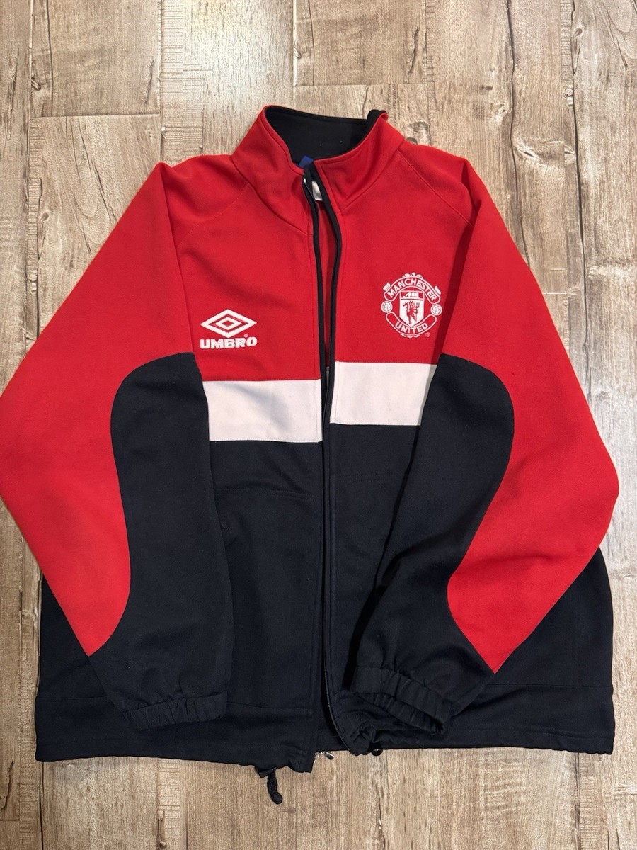 Vintage 1990s Umbro Manchester United Jacket Red And Black Size XL