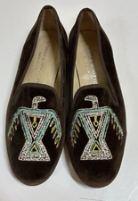 Stubbs & Wootton Thunderbird Loafers Womens 6 Leather Velvet Embroidered Spain