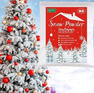 2 lb Snow Flocking Powder, Self-Adhesive Fake Snow for Xmas Tree & Decor.