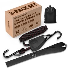 Kayak Straps Tie Downs 8 Pack Set, Roof Rack Straps Adjustable Ratchet Tie Do...