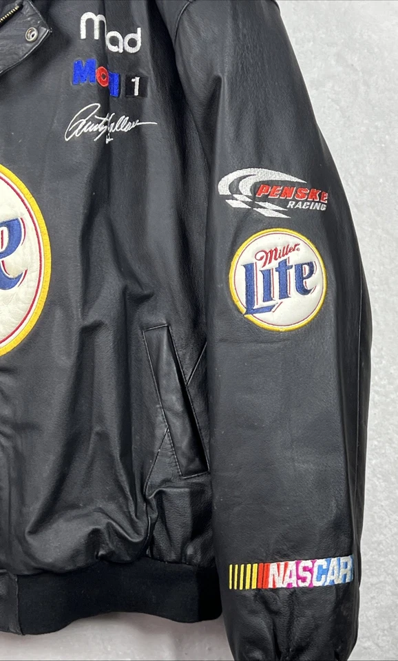 Chaqueta de Cuero NASCAR Winston Cup Series Rusty Wallace Miller Lite Diseño JH 2XL Foto 3 de 4