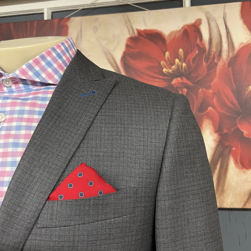 Indochino Suit Top Jacket Blazer Bespoke Mens 42R Slim Fit Wool Working Cuffs - Image 4 of 4