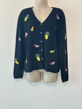 Vintage 90s Eagles Eye Fruit Pineapple Cardigan Sweater Button Womens Size Large
