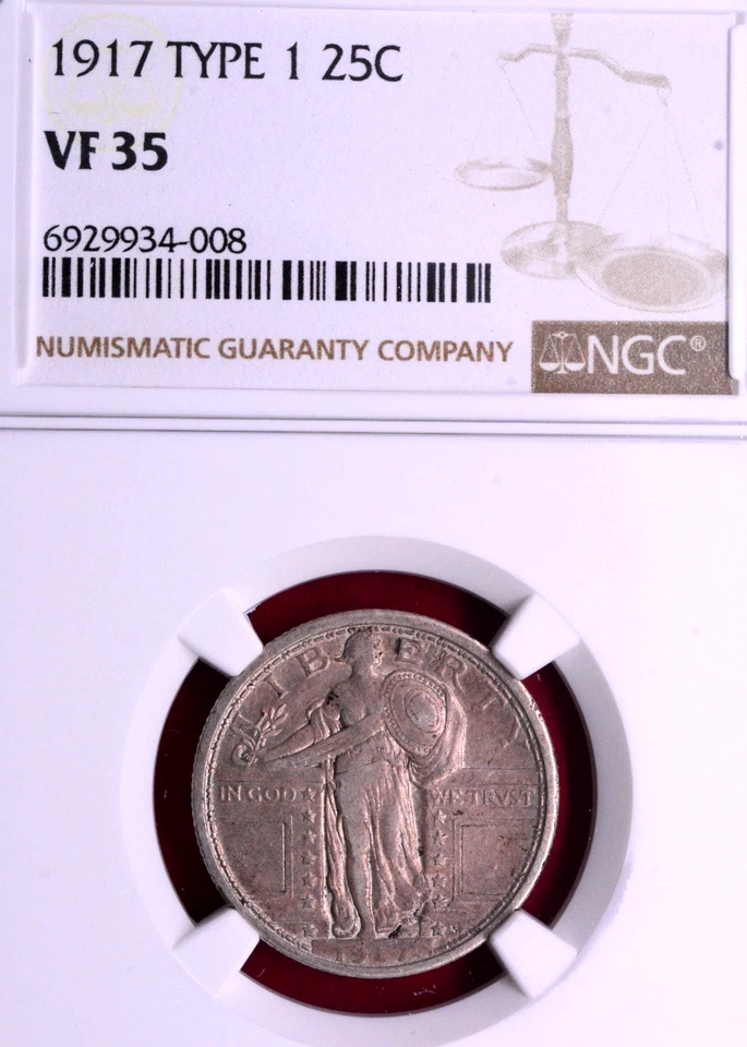 NGC VF-35! 1917 TYPE 1 STANDING LIBERTY QUARTER - Image 2 of 3
