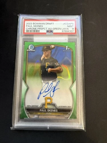 2023 Bowman Draft Paul Skenes 1st Bowman Green Lava Auto /99 PSA 9 Pirates