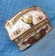 2019 Champion Showman Belt Buckle Poultry Rapides Parish Fair LA Vtg MCS .MDA025