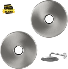 Shower Arm Flange - 3.5-Inch Brushed Stainless Steel, 2-Pack, Modern - Conceals