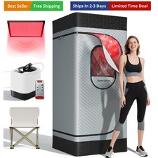 Portable Infrared Sauna Box for Home with 3L 1200W Steamer, Big Folding Chair...