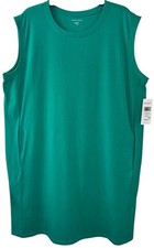 Eileen Fisher XL Pima Cotton Stretch Jersey Round Neck Dress Seastar Green