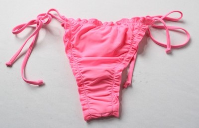 Bright Women's Maya Lettuce Hem High-Rise Bikini Bottom EH6 Bubble Gum Small NWT