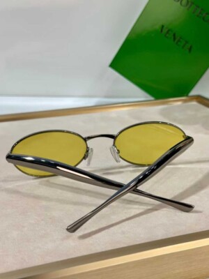 Bottega Veneta BV1386S Silver Yellow Lens Sardine Sunglasses