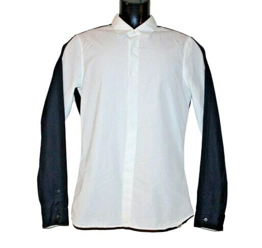 Jil Sander Light White w/ Blue Back Two Tone Mens Dress Shirt 