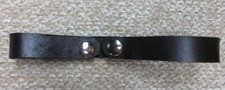 3/4" Wide Black Leather Mug Strap With Brass Snaps 7.5" Long Fits 3" Belt