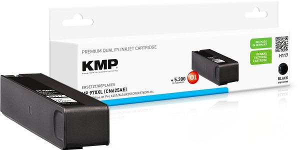 Kmp H117 Schwarz Tintenpatrone Ersetzt Hp Officejet Pro Hp 970XL (CN625AE)-image