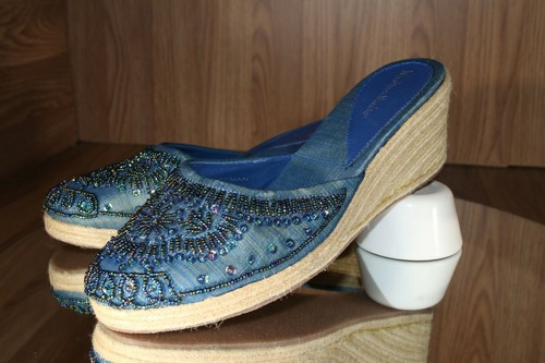 Madison Studio CAYMAN Stacked Wedge Bead Embellished Sandals Womens 10 - NWOB - Picture 5 of 12