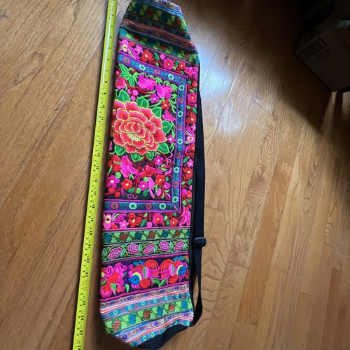 Embroidered Yoga Mat Carrier Boho Peruvian Bright Colors Lined High Quality Tote - 第 7/8 張圖片