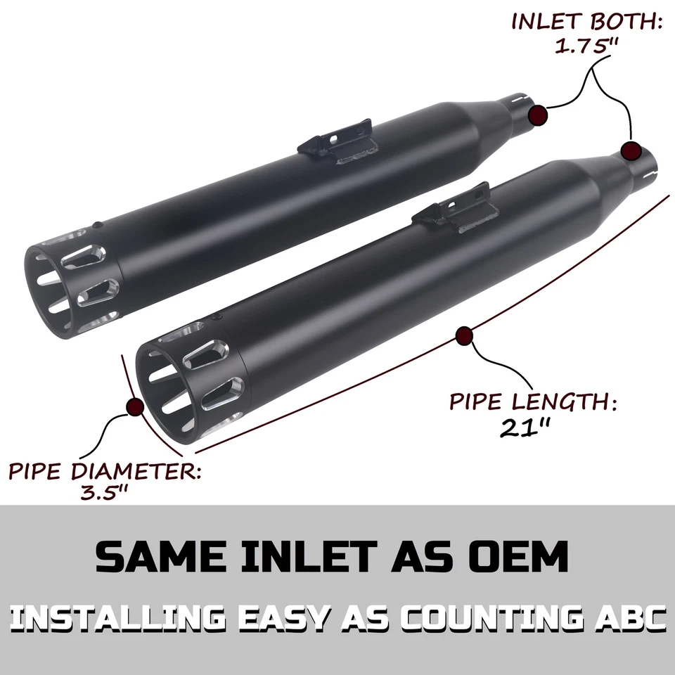 Silenciadores antideslizantes SHARKROAD 3,5" para Harley Softail 2018-Up Sound Performance Foto 3 de 4