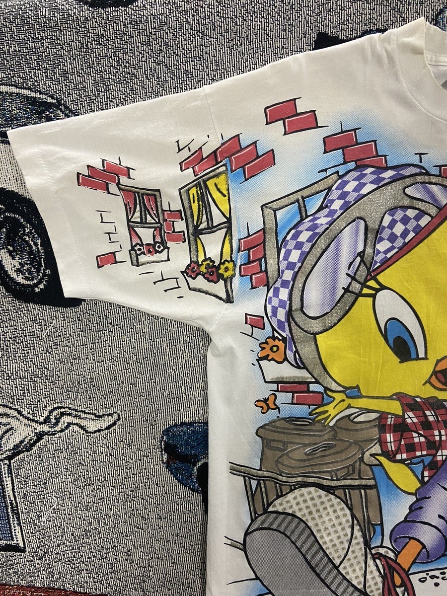Vintage 1995 Tweety Bird Looney Tunes T-Shirt AOP Size XL 90s | eBay