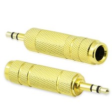 3.5mm to 6.35mm Stereo Headphone Adapter Gold Plated 1/8" Male Plug TRS to 1/...