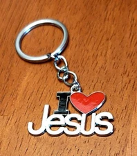 I Love Jesus Keychain - Religious Charm Keychain - Great Gift Used On Backpacks 