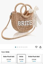 Bride Purse, straw purse, cross body, beach, summer, big, wedding