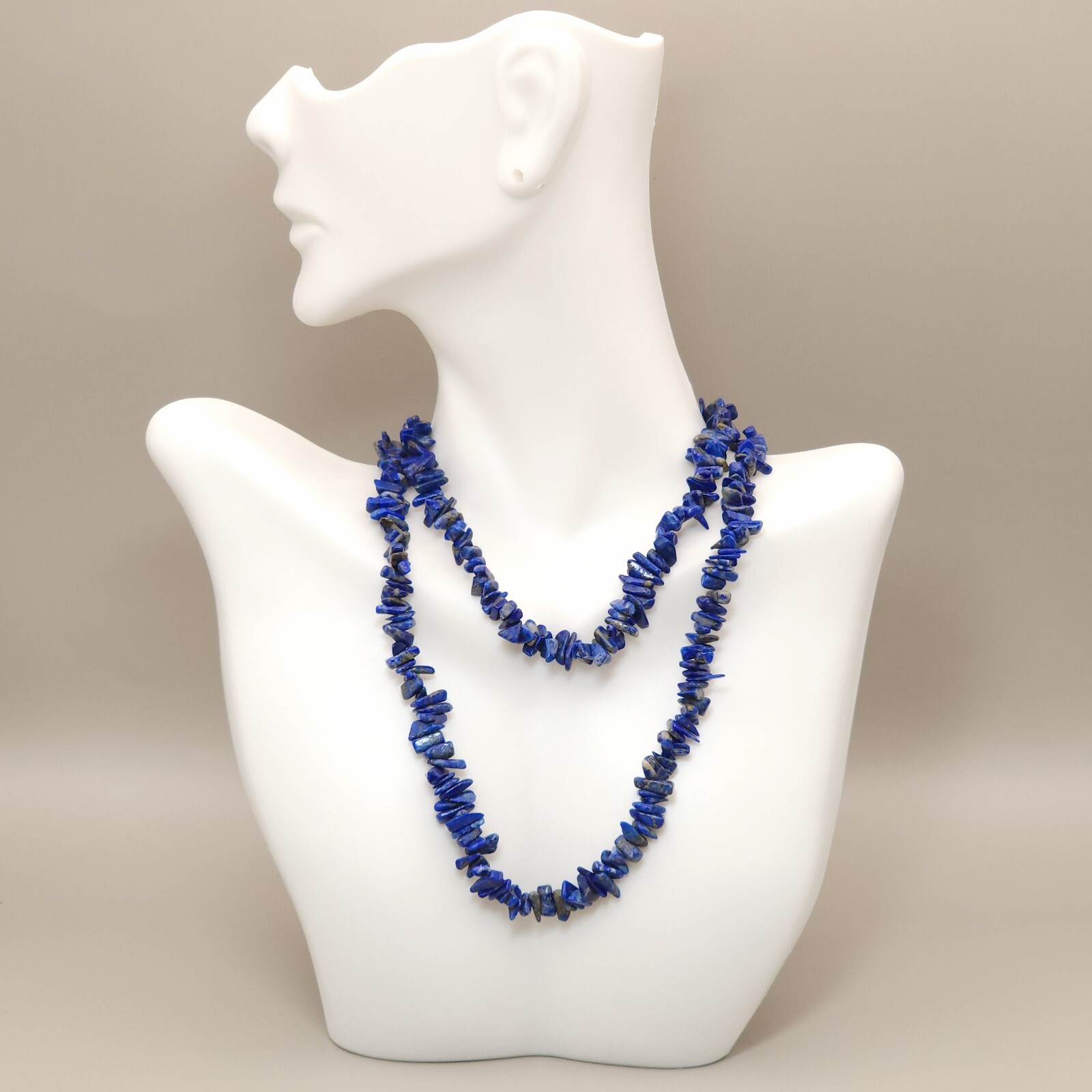 Continuous Loop Blue Stone Lapis Lazuli Chip Neck… - image 1