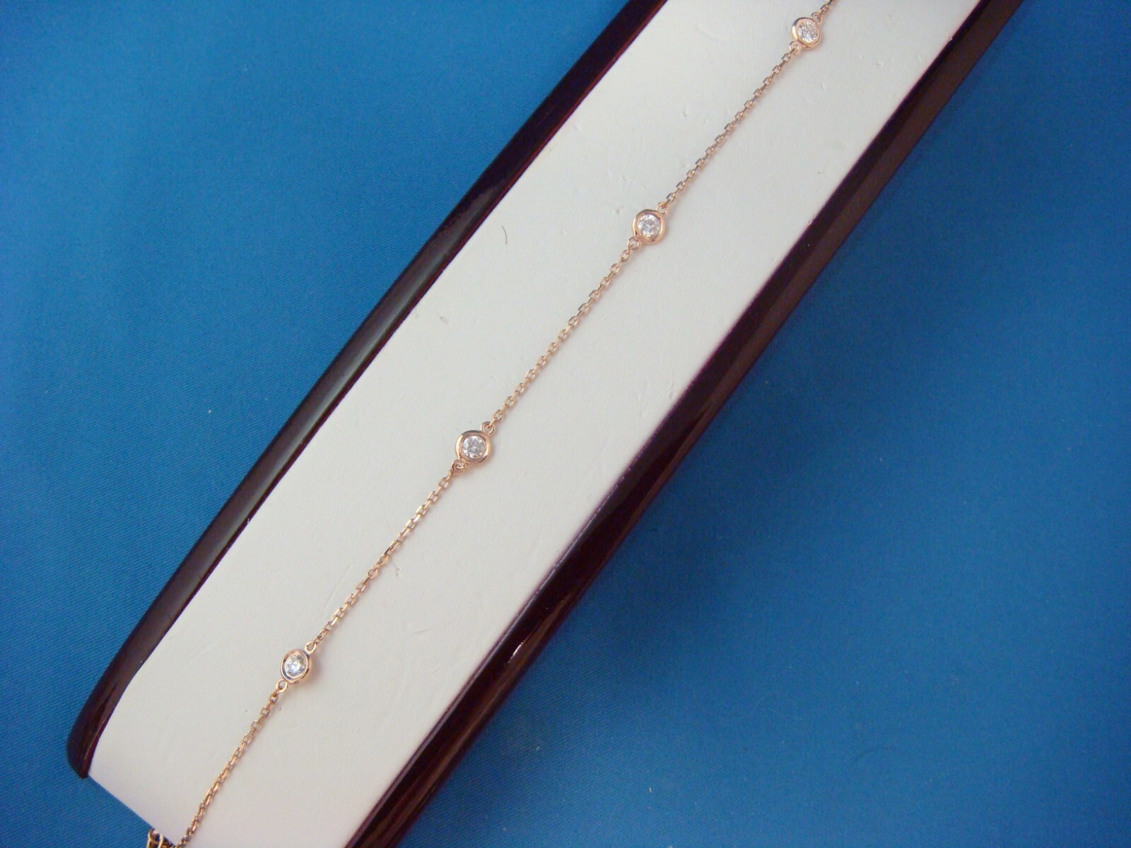 ANKLET 0.70 CT TW 5 STATIONS NATURAL DIAMONDS BY THE YARD ANKLET BRACELET 14K-image