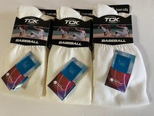 TCK Baseball Socks 3- Pairs Sz. Medium 2- Cream 1- White Color NEW In Pkg