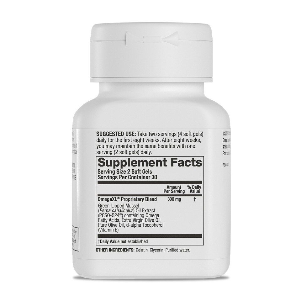 Omega XL 60ct by Great HealthWorks Small, Potent, Joint Pain Relief