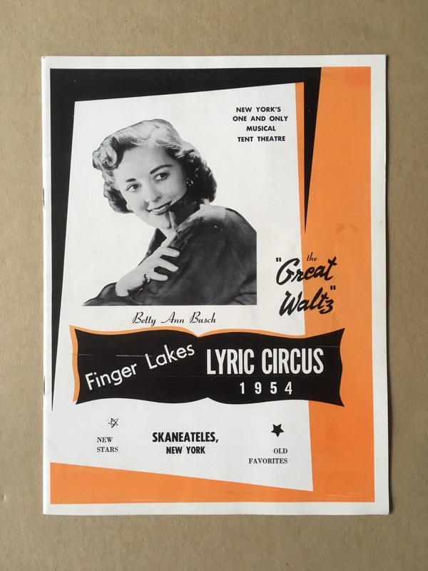 1954 Finger Lakes LYRIC CIRCUS "Great Waltz" Betty Ann Busch Program Skaneateles