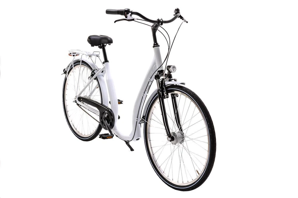 28 Zoll Alu Fahrrad City Bike Damen 7 Gang Nabenschaltung Tiefeinsteiger Weiss - Bild 2 von 4