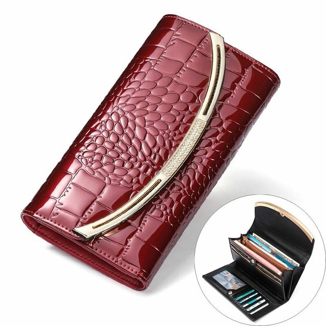 Genuine Luxury Cowhide Leather Womens Wallet Large Capacity Fashion