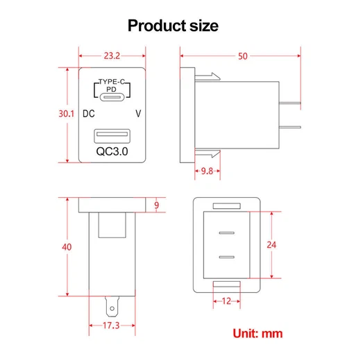 Dual USB Car Charger Socket Type-C QC 3.0 Charging Port for Toyota Tacoma Cruise - Picture 4 of 17