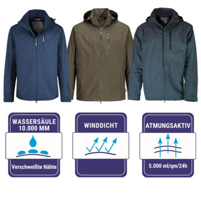 Blue Wave Herren Funktionsjacke Henk Wasserdicht Mesh-Futter Abnehmbare Kapuze